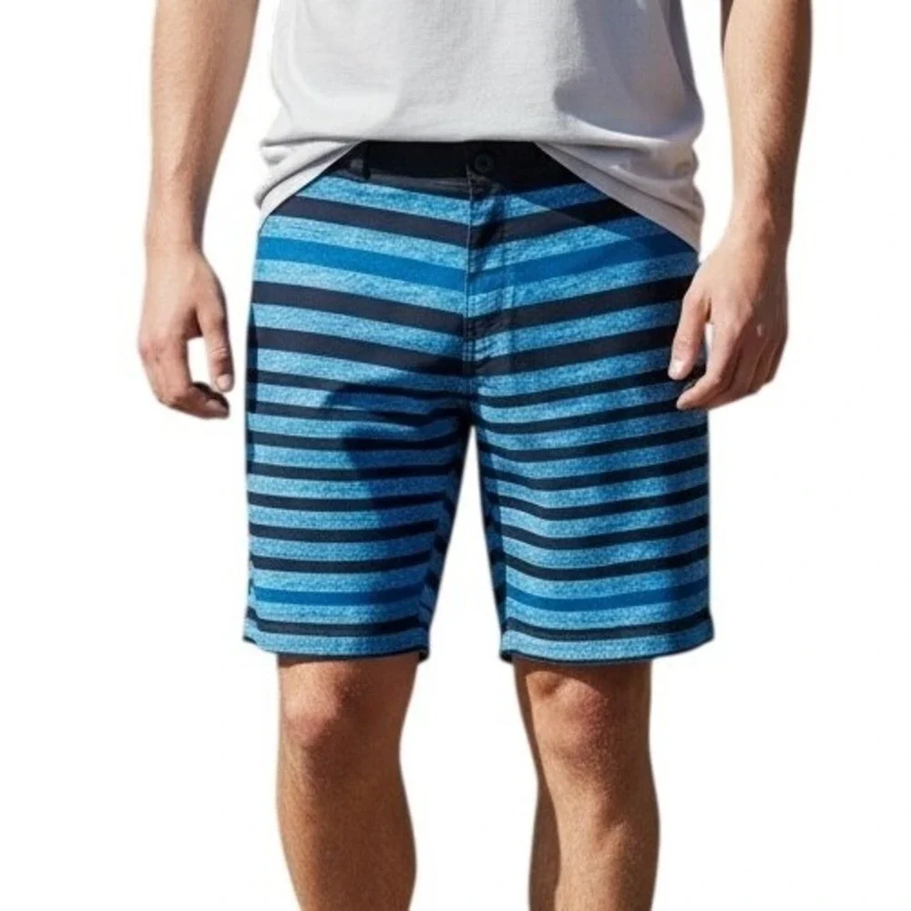 The North Face Class V Hybrid Board Shorts Mens 40 Blue Striped Swim Trunks